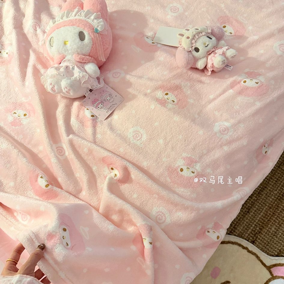 天使美乐蒂法兰绒毛毯沙发盖毯少女心宿舍空调毯夏天办公午睡毯