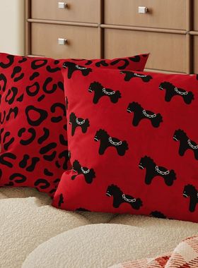 红色喜庆抱枕新年抱枕卧室客厅床上沙发靠垫坐垫轻奢春节装饰氛围