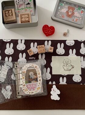 秋冬美拉德米菲兔棉麻桌布古早手账装饰拍照背景布防滑耐脏书桌垫