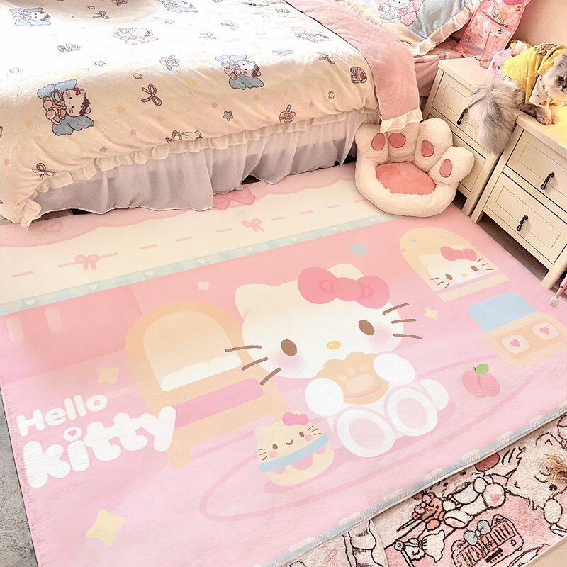 可爱HelloKitty少女心仿羊绒地毯凯蒂猫宿舍卧室床边地毯飘窗垫子