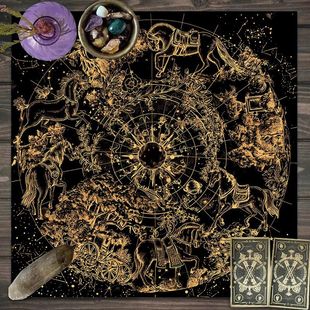 复古马年黑金桌布塔罗牌神秘简约推牌布仪魔式法游戏桌游专用桌垫
