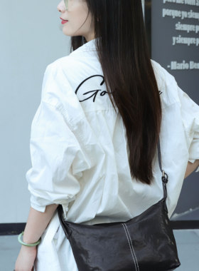 秋冬新款斜挎单肩包头层植鞣牛皮休闲包百搭日常8222