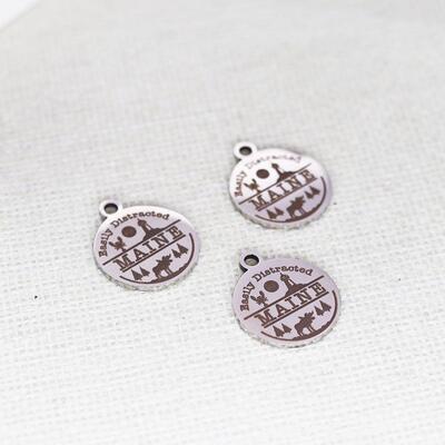 1pcsEasily distracted 容易分心 激光雕刻 不锈钢饰品配件