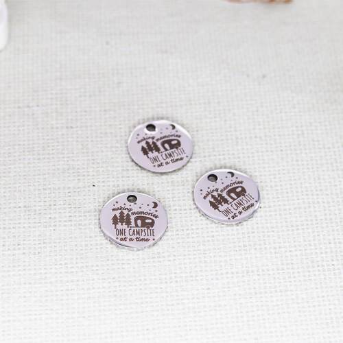 1pcsOne camp at a time 激光雕刻 不锈钢饰品配件