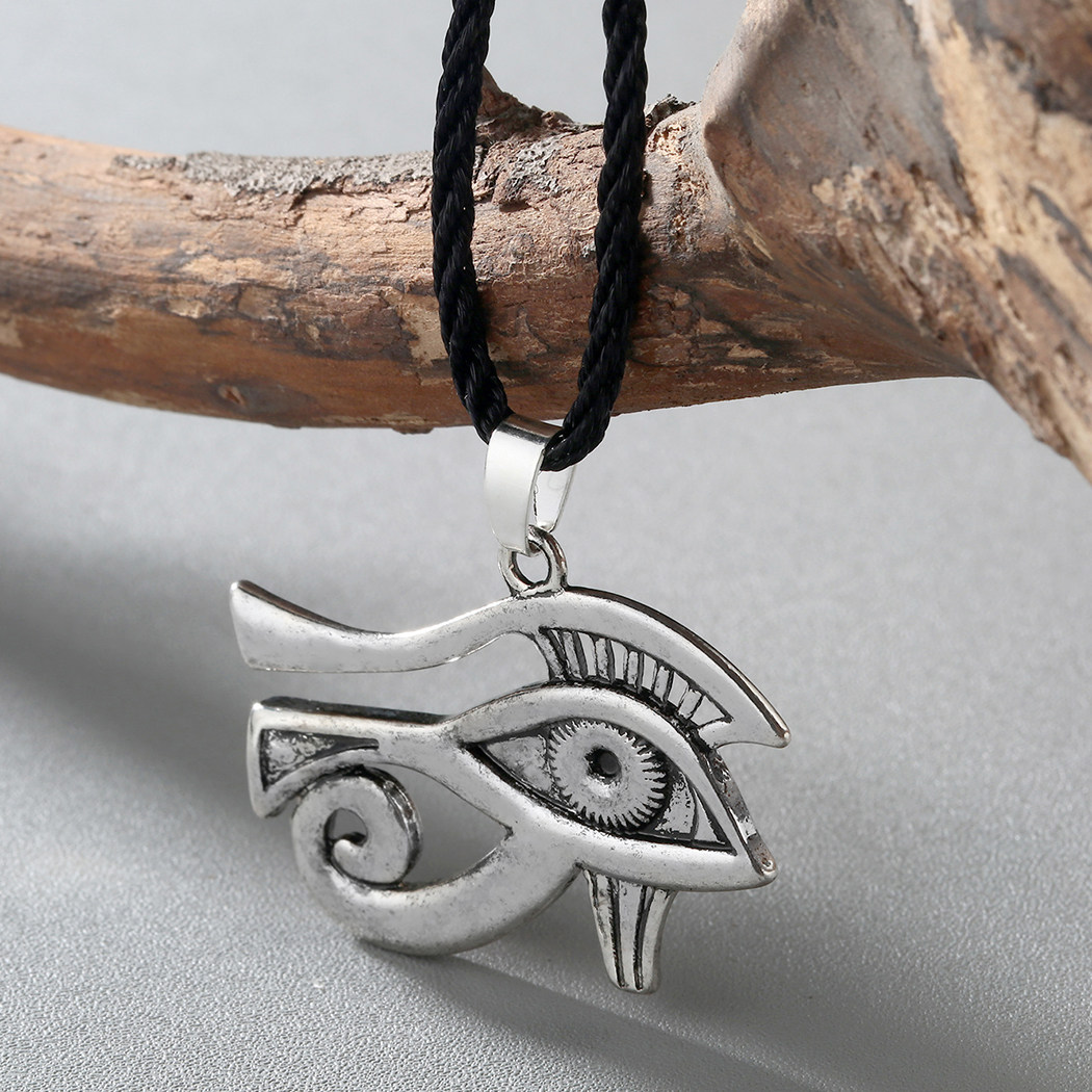 chereda 古银色太阳神之眼吊坠项链 男士斯拉夫护身符项链