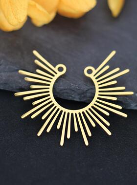 1pcsHalf Sunbeam Sunburst 吊坠女士不锈钢精致天体珠宝DIY饰品
