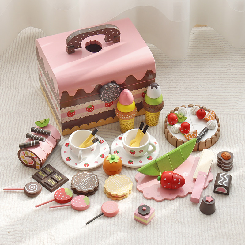 经典日系生日礼物木制巧克力蛋糕套装男女孩过家家切切做饭潮玩具,玩具/童车/益智/积木/模型,过家家玩具,淘宝优惠券,粉丝福利购,淘宝优惠卷