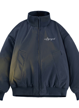 XUT 复古休闲风飞行夹克立领宽松潮牌字母棉服外套