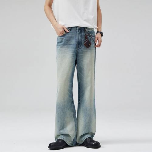浅蓝直筒宽松517微喇牛仔裤男潮长裤子