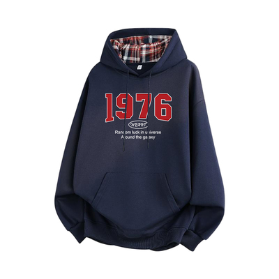 NOTTOMAD 美式复古1976字母印花连帽卫衣男女情侣款格子