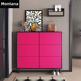 Montana 丹麦多巴胺彩色鞋柜入户大容量门口超薄实木烤漆尺寸定制