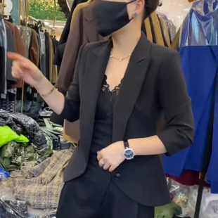欧洲站女装2024新款欧货潮黑色修身燕尾小西装职业外套女春秋韩版