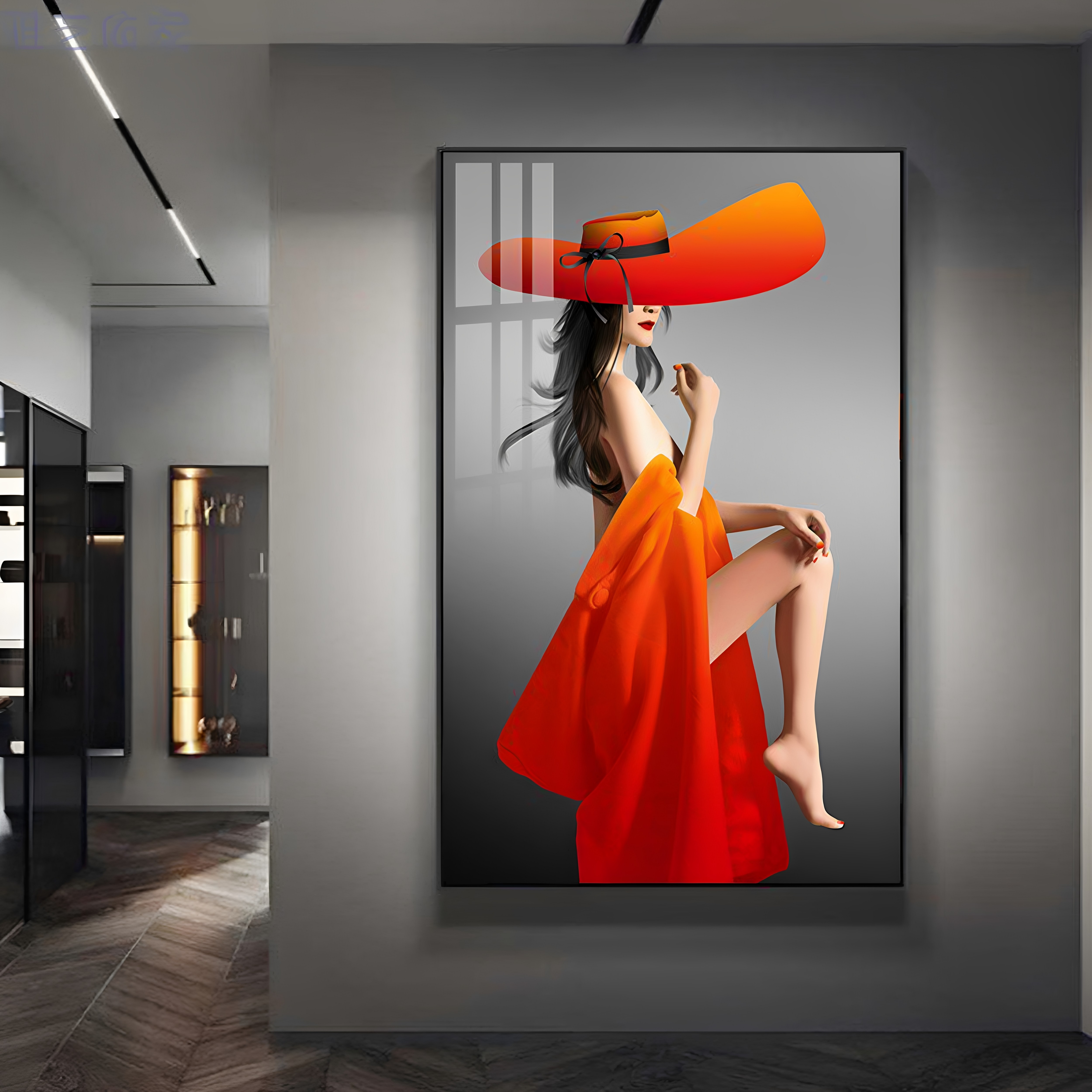 现代北欧轻奢美女人物抽象画玄关走廊过道竖版壁画宾馆酒店装饰画