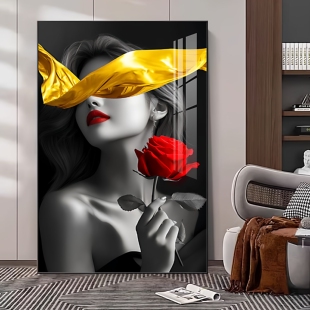 人物艺术装饰画黑白灰性感美女挂画酒店客房卧室床头画美容院壁画