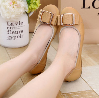 真皮妈妈鞋蝴蝶结蛋卷鞋牛筋底平底女单鞋豆豆鞋孕妇休闲大码女鞋|ruв категории Женская обувь, низкий чистка - от Buy2taobao.com для оказания профессиональной услуги покупки агента Taobao
