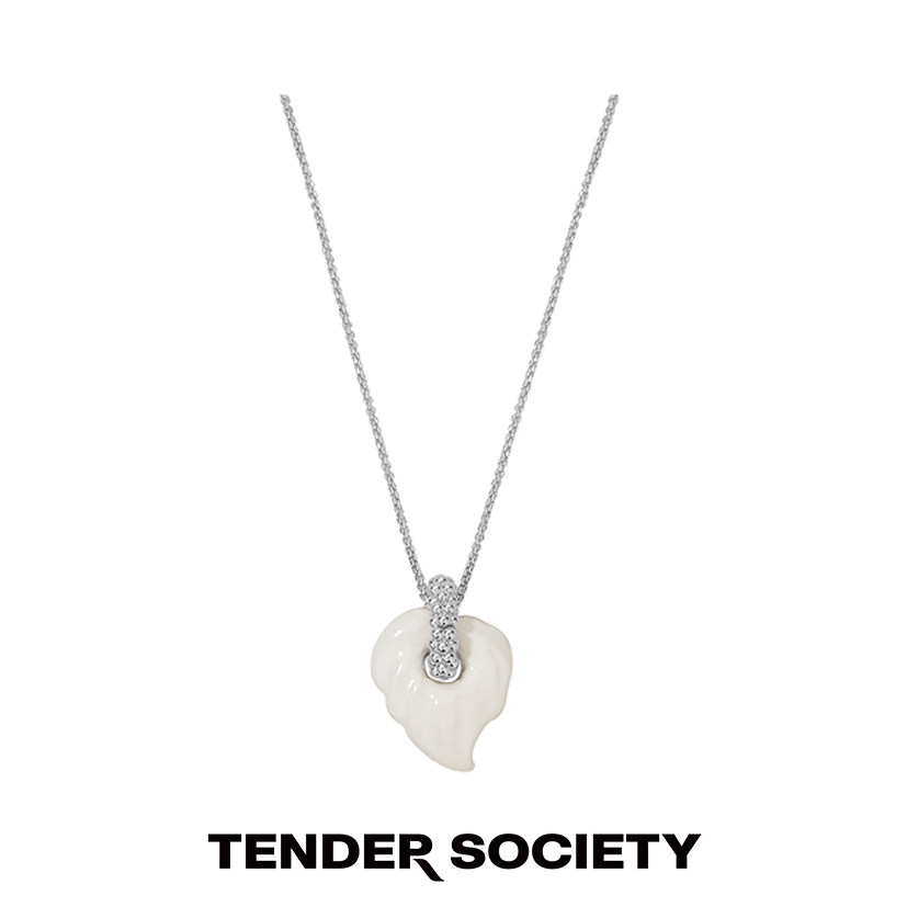 Tender Society Tender Muse缪斯系列白色珐琅鹅掌叶绽放小号项链
