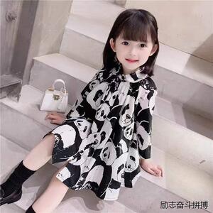 女童连衣裙2022新童装洋气739网红夏季长袖黑白裙纸样打版裁剪图