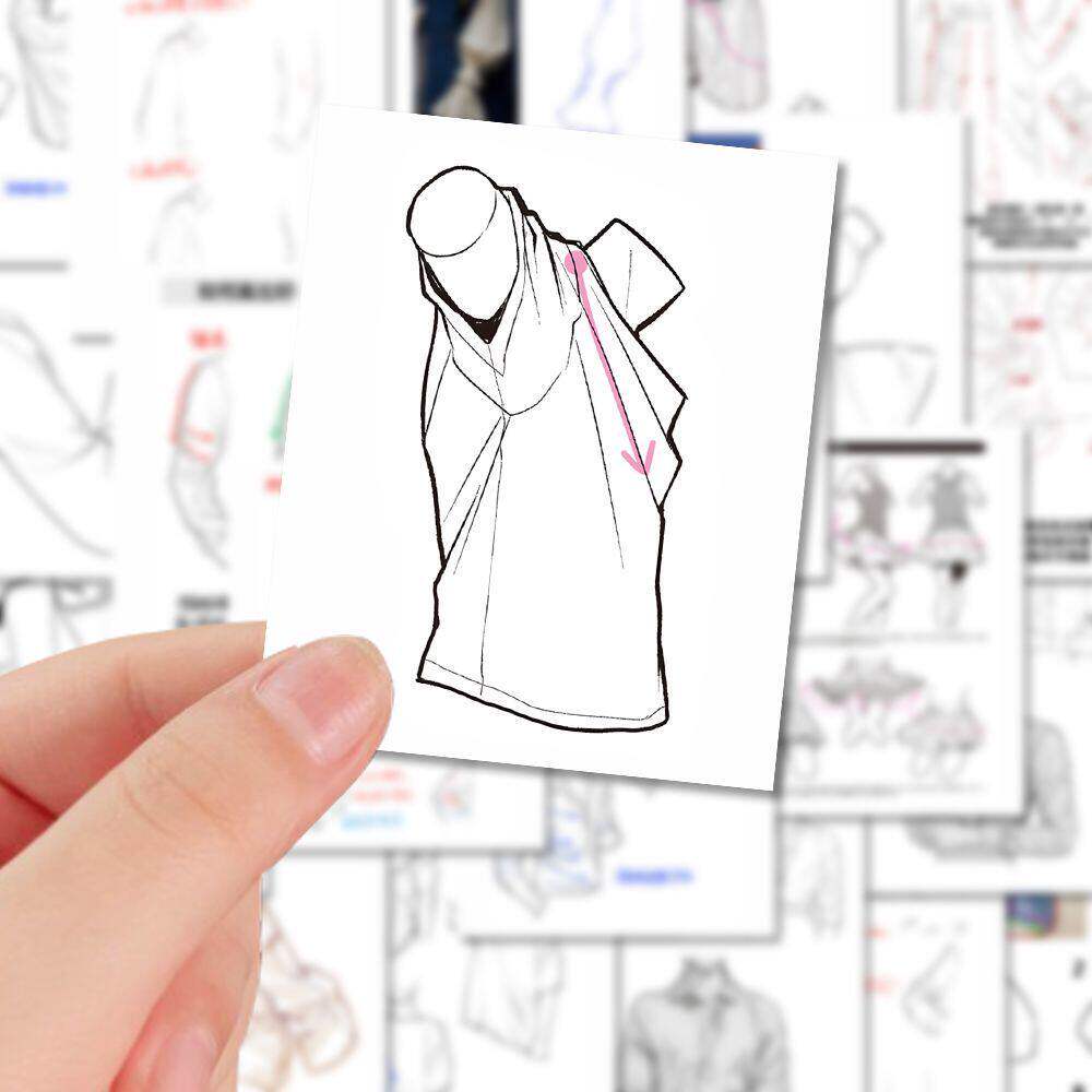 美术生服装素材速描练习贴纸创意手账素材自粘diy装饰手机壳贴画