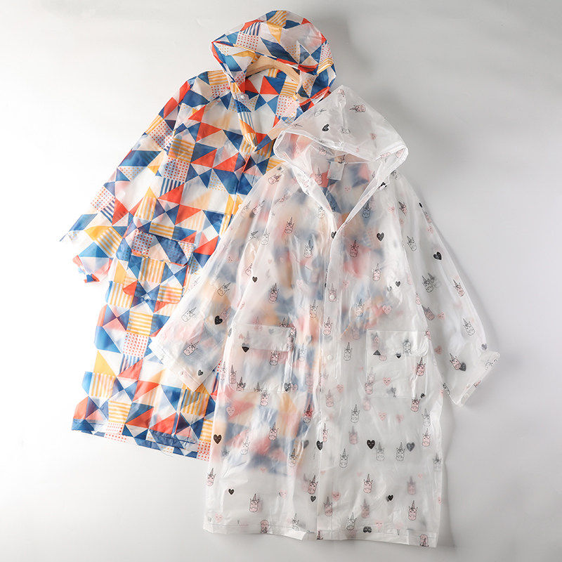 户外便携式雨披！成人款！男女中长款连帽时尚印花旅游休闲雨衣潮