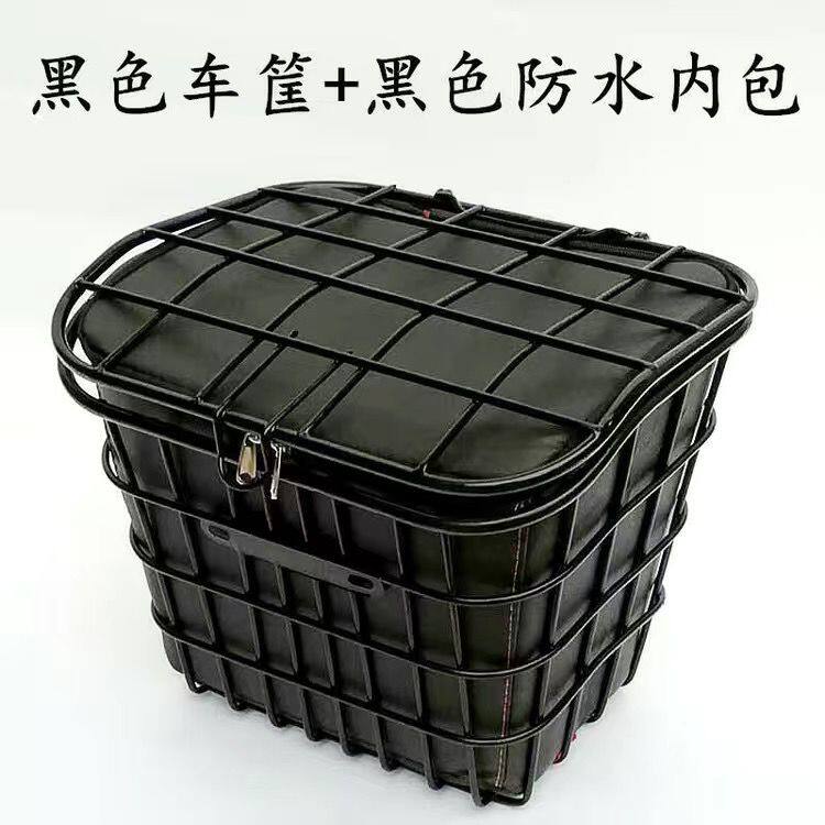 电动车电瓶后置加大大号车筐内胆包电车后面后背车篮防水储物带盖