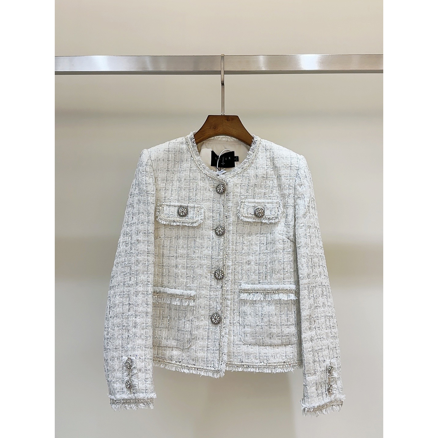 轻奢小香风外套羊毛外套—米色—9260