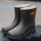 加绒棉水靴防雨防水鞋 男高档短中筒防滑雨靴束口工作胶鞋 雨鞋 新款