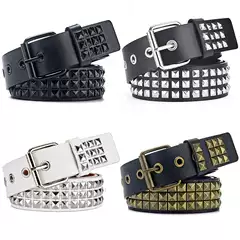 Metal Punk Belt for Men and Women, Square Bead Rivet Metal Belt, Unisex Punk