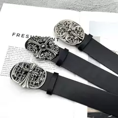 Men's Belt with Cross and Six-Pointed Star - CHKRO Leather