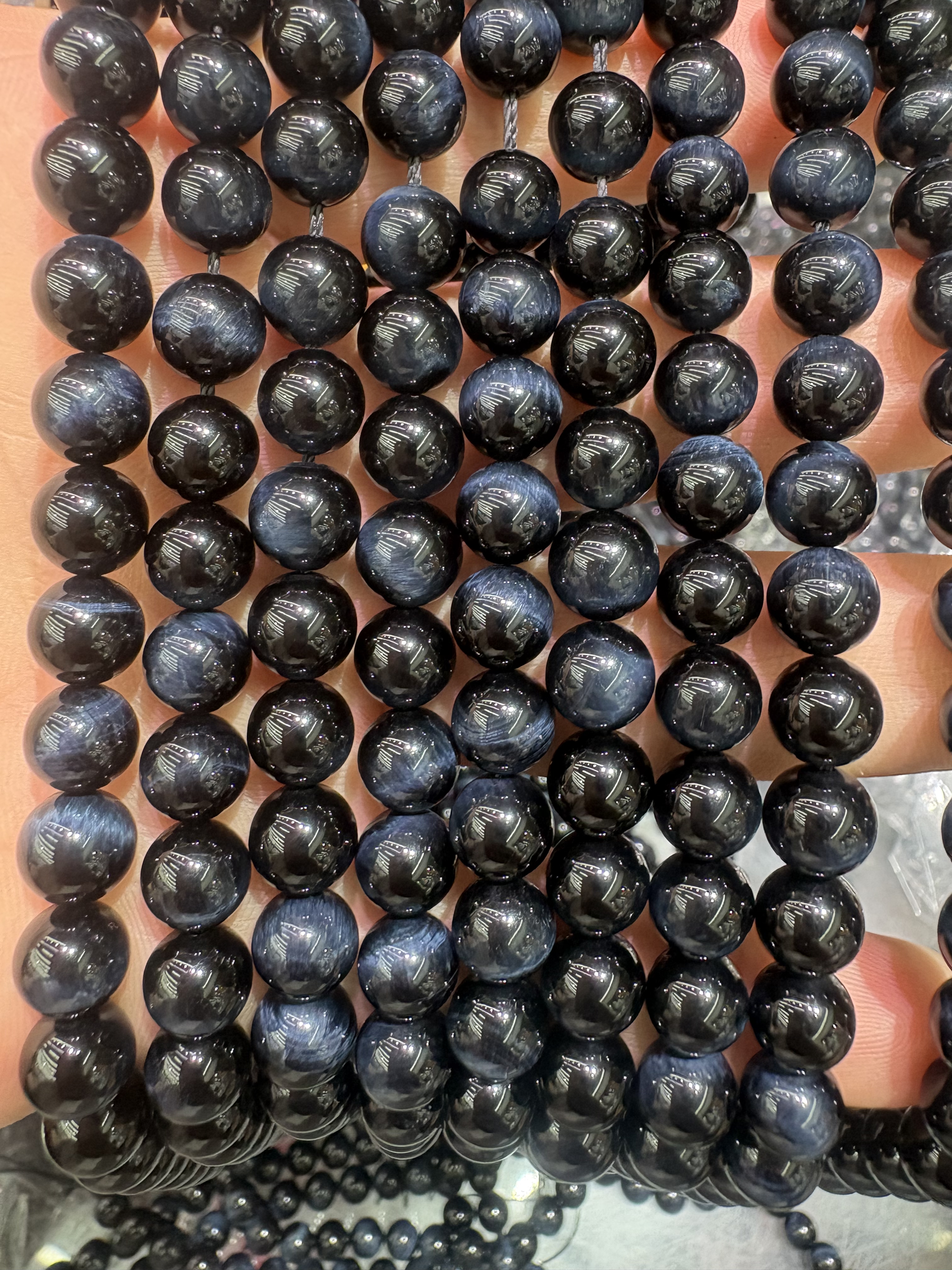 7a天然虎眼石蓝虎眼散珠圆珠隔珠DIY手工水晶手链手串品配件搭配