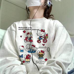 纯棉银狐绒加厚灰色卫衣女秋冬季设计感小众美式潮牌宽松长袖上衣