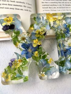 【字母订制】高度10cm 工期一周 滴胶真花手工节日礼品树脂摆件