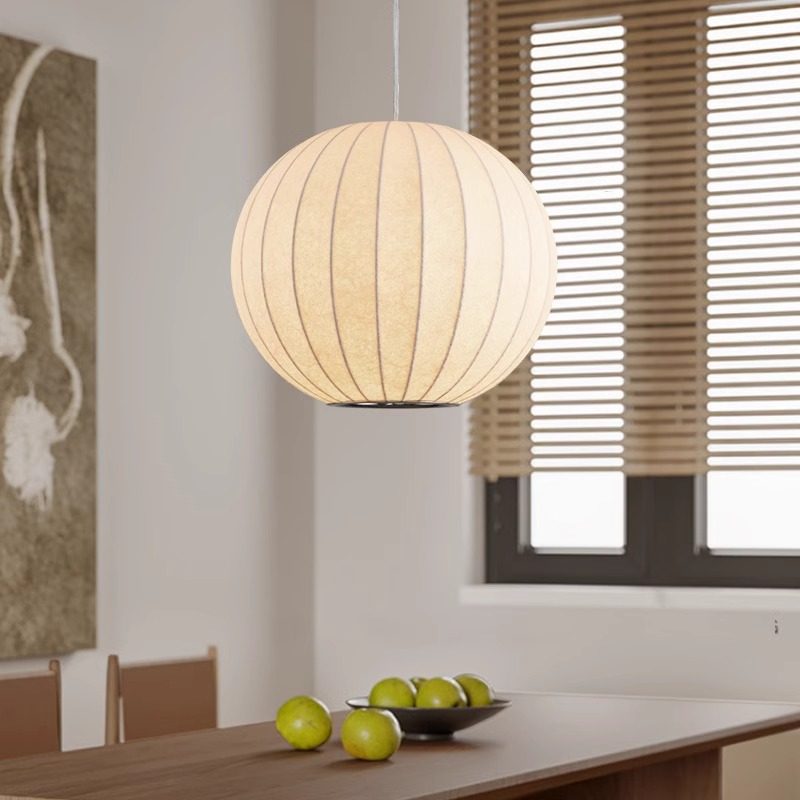 仿蚕丝圆球灯笼侘寂风日式中古风餐厅灯吧台艺术卧室灯民宿服装店,家装灯饰光源,餐厅吊灯,淘宝优惠券,粉丝福利购,淘宝优惠卷