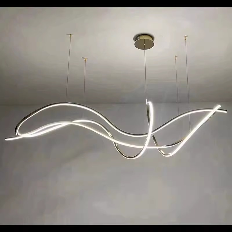 设计师款现代简约网红异形餐厅吊灯极简吧台大气北欧长条饭厅书房