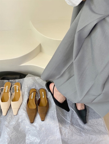 高级感平底后空单鞋通勤包头凉鞋