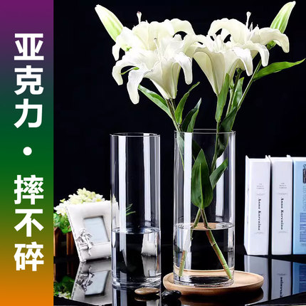 宽口大口径亚克力塑料花瓶富贵龙竹转运观音竹文昌弯竹节节高专用