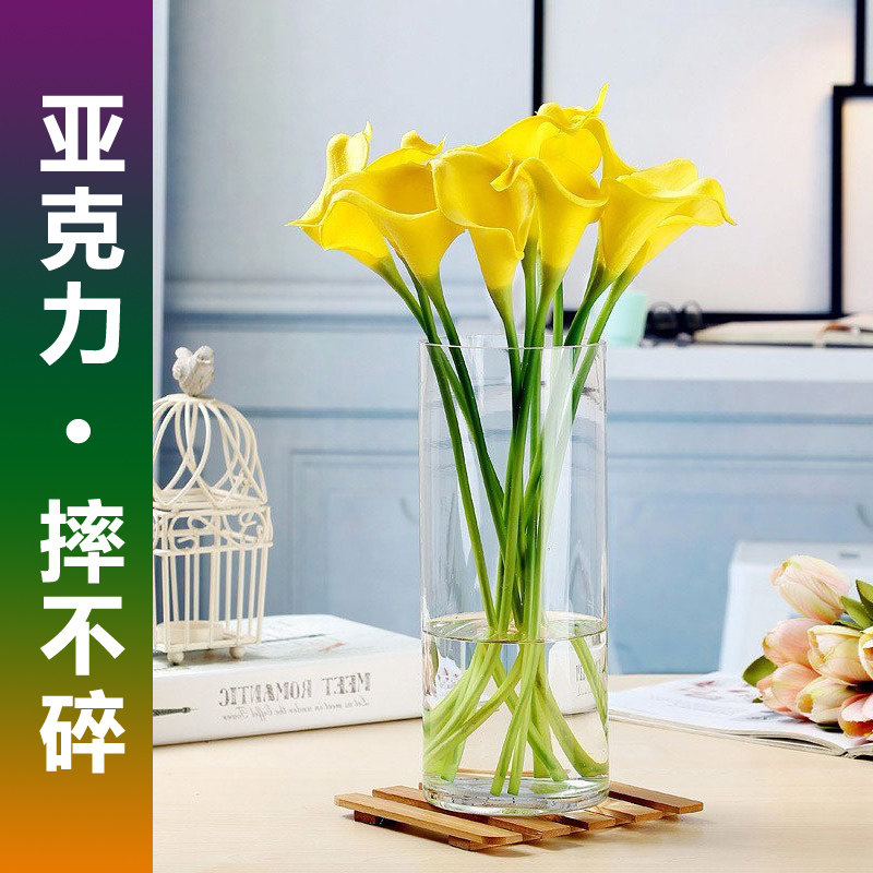 亚克力花瓶插玫瑰百合郁金香鲜花图片