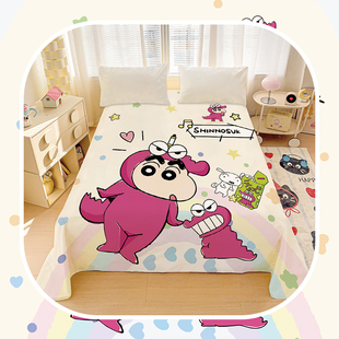 全棉卡通蜡笔小新床单可爱纯棉儿童寝室学生宿舍单人被单可水洗