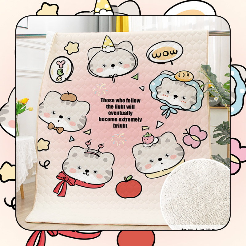 卡通美国短尾猫牛奶绒毛毯可爱小猫办公室午休空调毯居家小毛毯