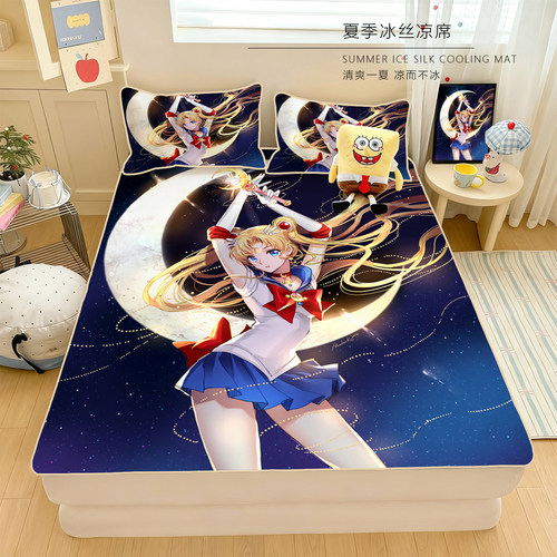 热销透气美少女冰丝席儿童卧室凉席裸睡席子可机洗90x200