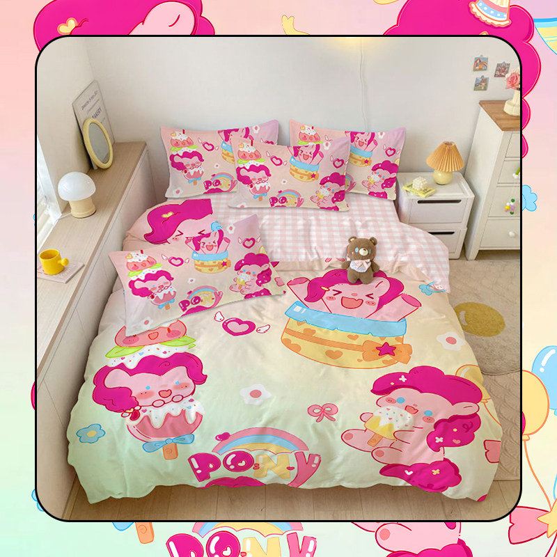 全棉可爱小马宝莉四件套卡通动物纯棉三件套女生寝室宿舍单人被套