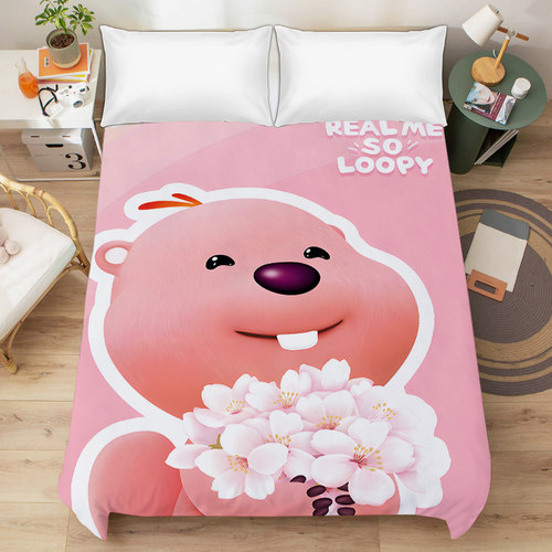 ins风卡通露比粉红色小海狸系列柔软磨毛床单少女心学生宿舍通用