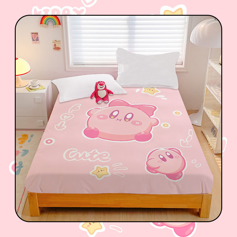 可爱卡通星之卡比全棉床笠kirby纯棉少女学生宿舍床垫保护罩