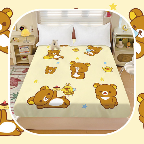 卡通轻松熊全棉床笠可爱小熊纯棉女生寝室学生宿舍床垫保护罩