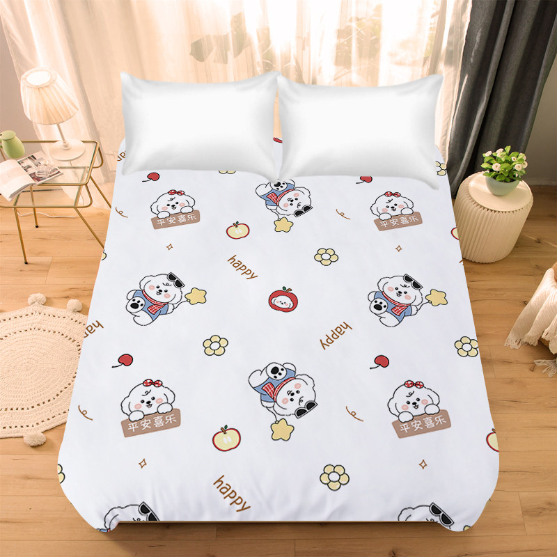 简约卡通拼图水晶绒床单可爱动物冬季保暖女生寝室学生宿舍被单