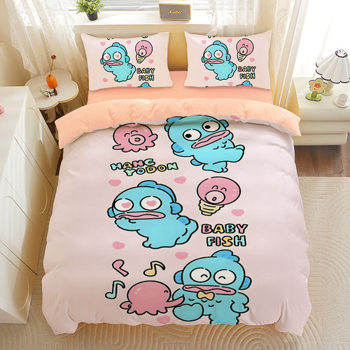 可爱丑鱼四件套Hangyodon汉顿三件套卡通鱼怪少女心被套女孩单人