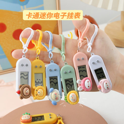 儿童小挂表卡通头套小熊电子表便携学生上课时间表打卡计时器时钟
