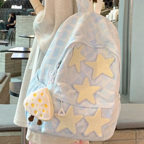 高颜值ins小众星星书包初中生女生高中大学生双肩包2025新款背包