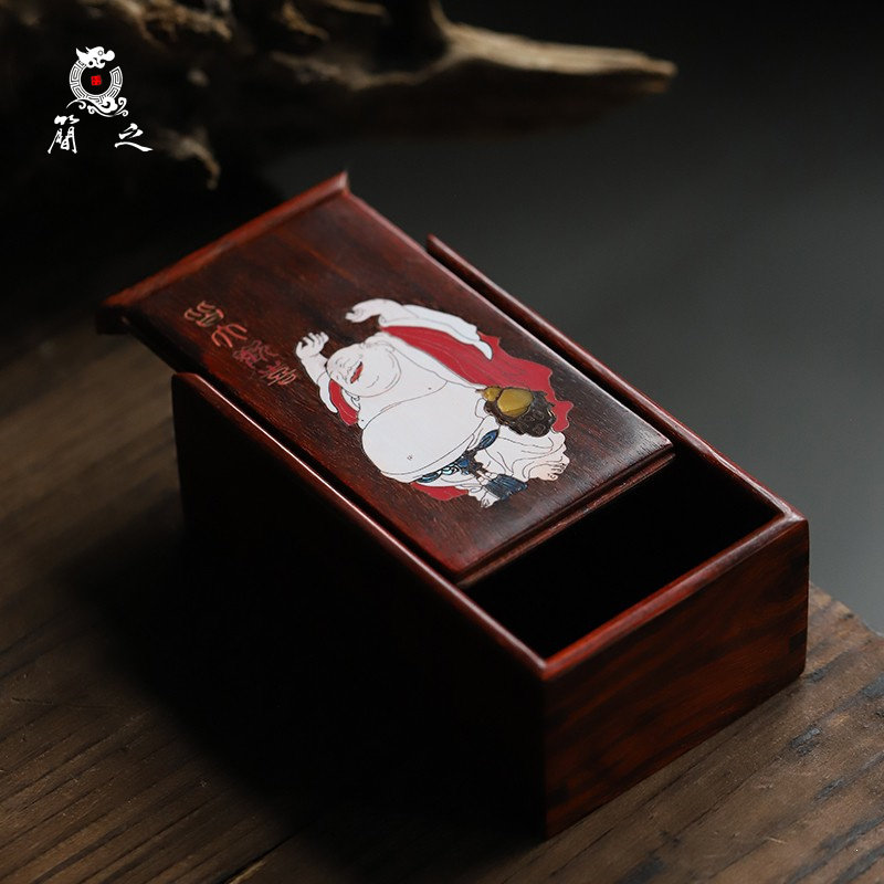 印度小叶紫檀百宝镶嵌首饰盒推拉四方盒饰品盒榫卯首饰储物收纳盒