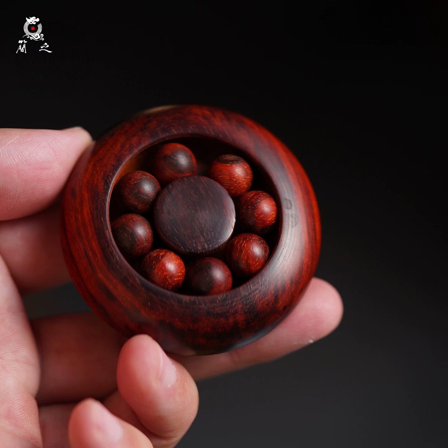 印度小叶紫檀木雕时来运转手把件实木质手工文玩转运盘玩解压随身