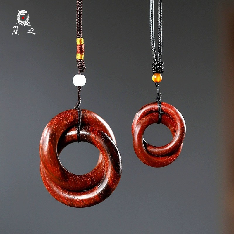 乾坤圈吊坠相爱一生手把件印度小叶紫檀木文玩把玩男女士随身
